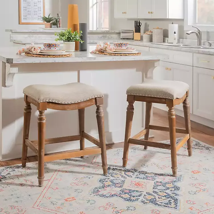 Kirklands Home Hazelnut Upholstered Curved Seat Counter Stool Gray Online