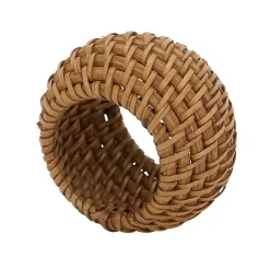 Kirklands Home Hazelnut Woven Rat Napkin Rings, Set of 4 Tan Discount