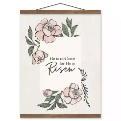 Easter Decorations>Kirklands Home He Has Risen Teak Hanging Canvas Art Print