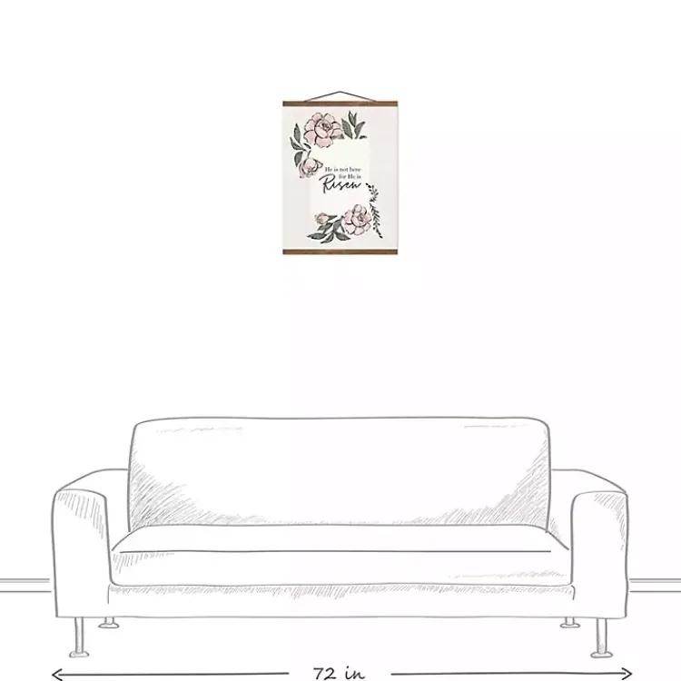 Easter Decorations>Kirklands Home He Has Risen Teak Hanging Canvas Art Print