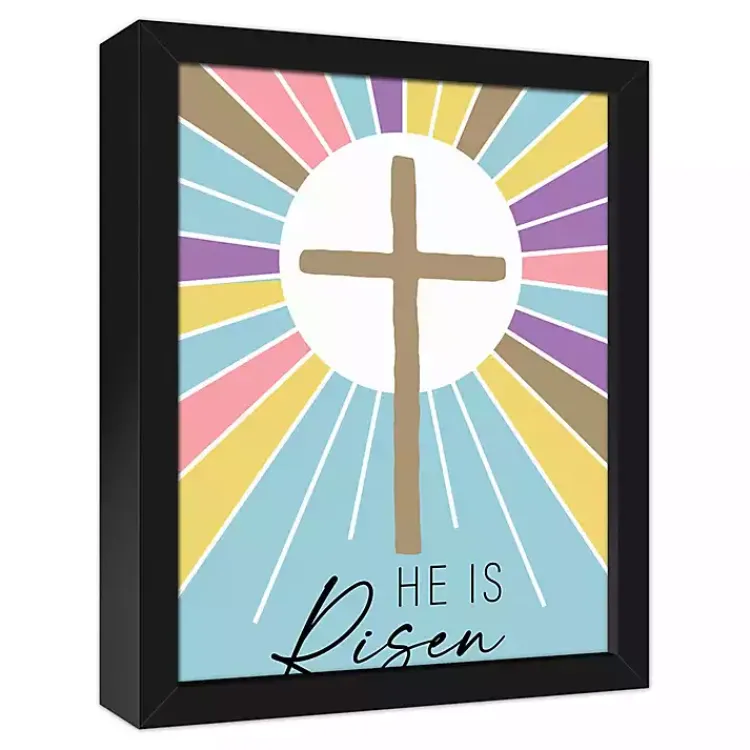 Easter Decorations>Kirklands Home He is Risen Colorful Framed Canvas Art Print