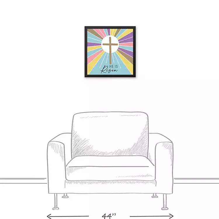 Easter Decorations>Kirklands Home He is Risen Colorful Framed Canvas Art Print