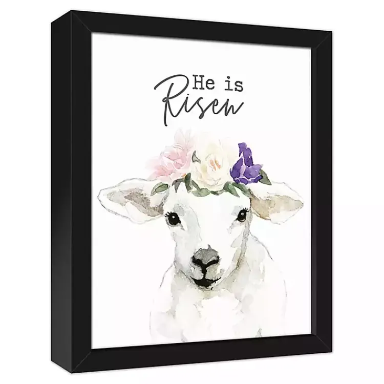 Easter Decorations>Kirklands Home He is Risen Lamb Framed Canvas Art Print