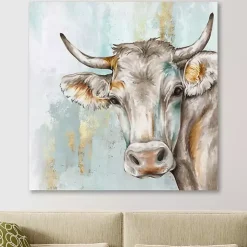 Kirklands Home Headstrong Cow Canvas Art Print New