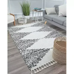 Kirklands Home Heath Black and White Moon Area Rug, 8x10