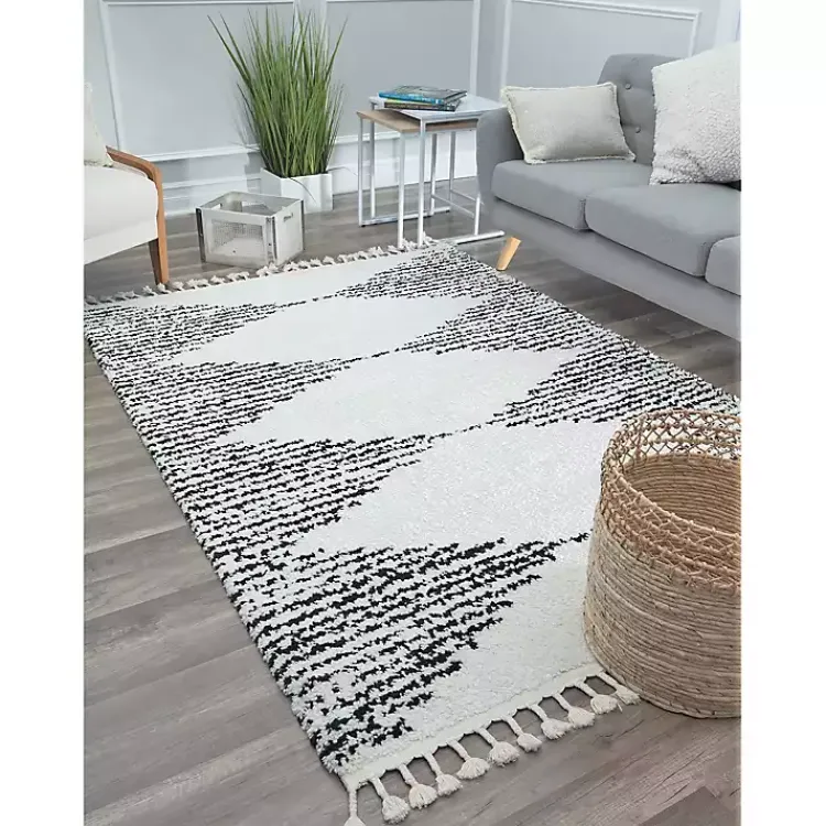 Kirklands Home Heath Black and White Moon Area Rug, 8x10