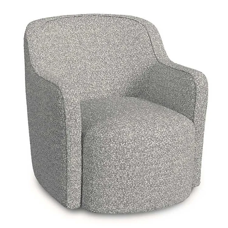 Kirklands Home Heather Boucle Swivel Barrel Accent Chair Gray Clearance