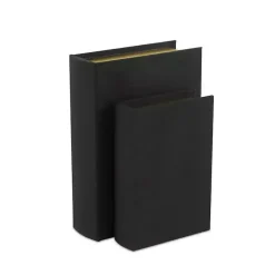 Baskets & Boxes>Kirklands Home Heathered Linen Book Boxes, Set of 2 Black