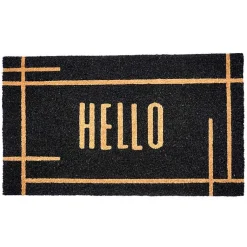 Kirklands Home Hello Linear Doormat Black Clearance