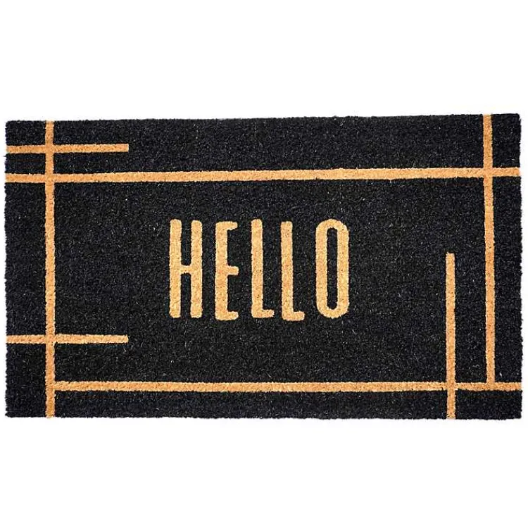 Kirklands Home Hello Linear Doormat Black Clearance