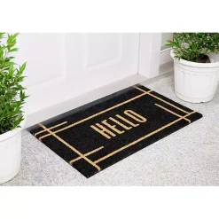 Kirklands Home Hello Linear Doormat Black Clearance