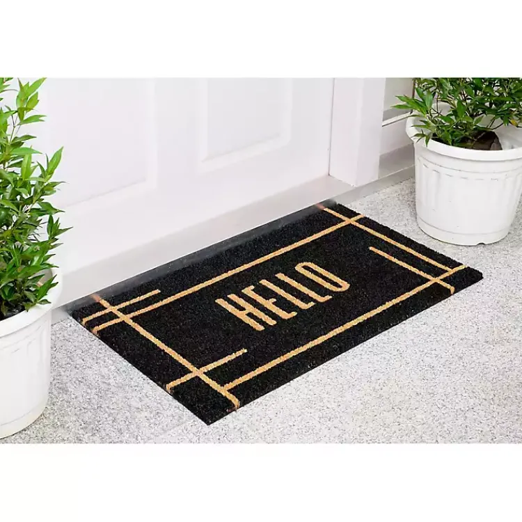Kirklands Home Hello Linear Doormat Black Clearance