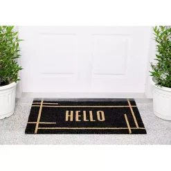 Kirklands Home Hello Linear Doormat Black Clearance