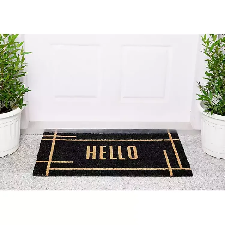 Kirklands Home Hello Linear Doormat Black Clearance