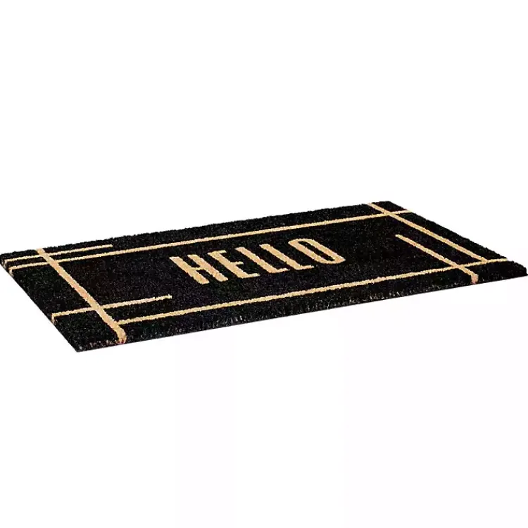 Kirklands Home Hello Linear Doormat Black Clearance