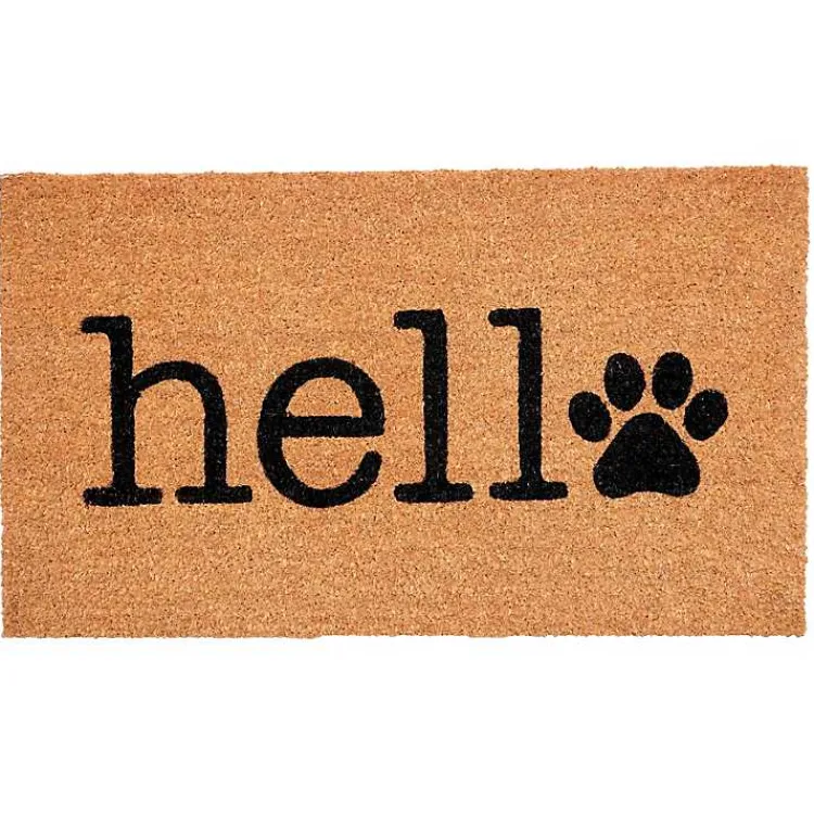 Kirklands Home Hello Black Paw Print Doormat Hot