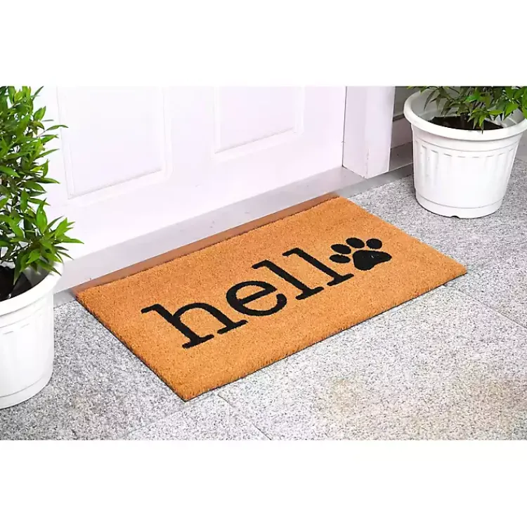 Kirklands Home Hello Black Paw Print Doormat Hot