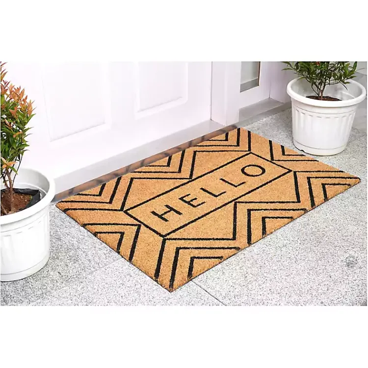 Kirklands Home Hello Chevron Doormat Clearance