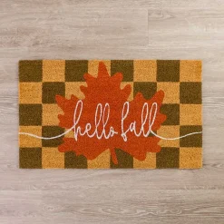 Kirklands Home Hello Fall Checkered Doormat Online