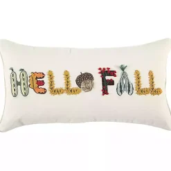 Fall>Kirklands Home Hello Fall Embroidered Lumbar Pillow