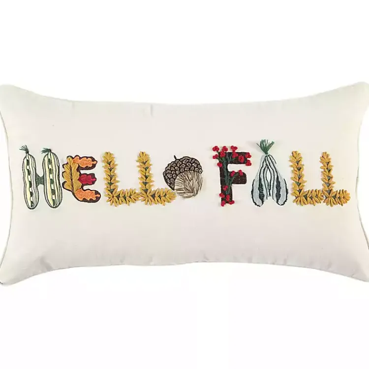 Fall>Kirklands Home Hello Fall Embroidered Lumbar Pillow