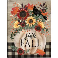 Fall>Kirklands Home Hello Fall Pumpkin Bouquet Canvas Art Print Multi