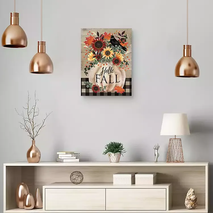 Fall>Kirklands Home Hello Fall Pumpkin Bouquet Canvas Art Print Multi