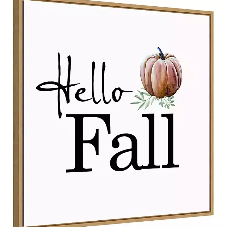 Fall>Kirklands Home Hello Fall Pumpkin Typography Framed Wall Art