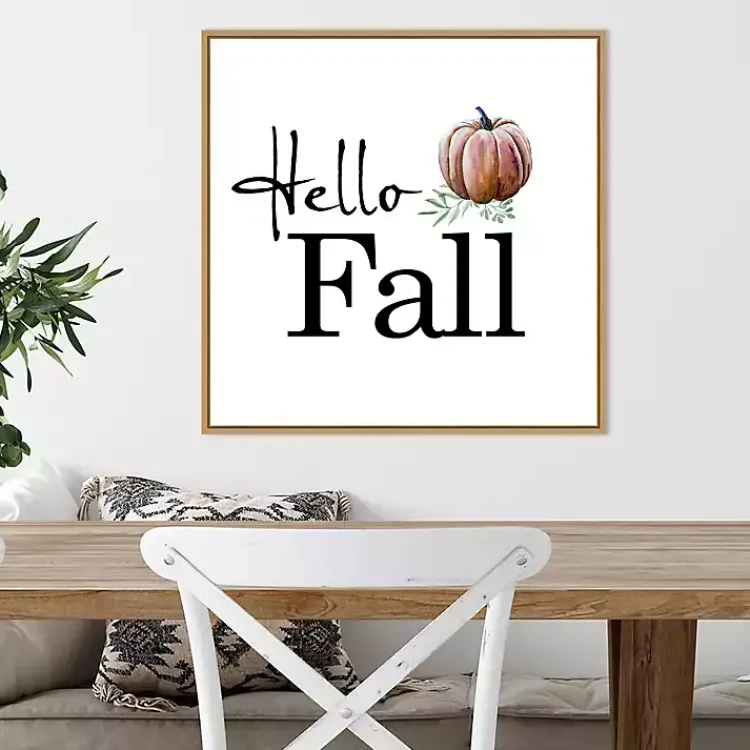Fall>Kirklands Home Hello Fall Pumpkin Typography Framed Wall Art