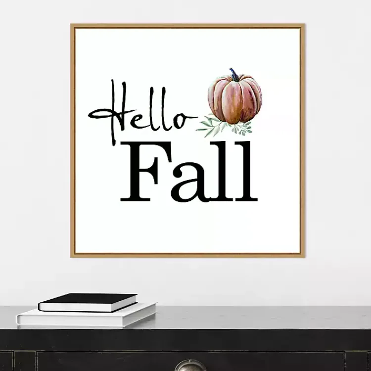 Fall>Kirklands Home Hello Fall Pumpkin Typography Framed Wall Art