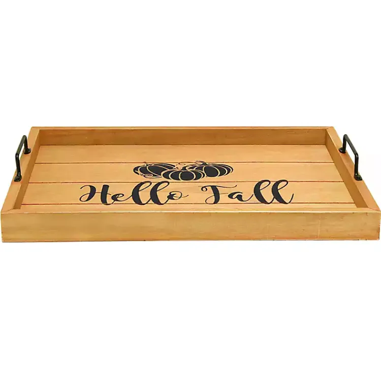 Fall>Kirklands Home Hello Fall Wood Tray Tan