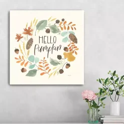 Fall>Kirklands Home Hello Fall Wreath Harvest Canvas Wall Plaque