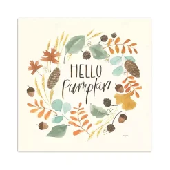 Fall>Kirklands Home Hello Fall Wreath Harvest Canvas Wall Plaque