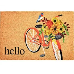 Kirklands Home Hello Floral Bicycle Doormat New