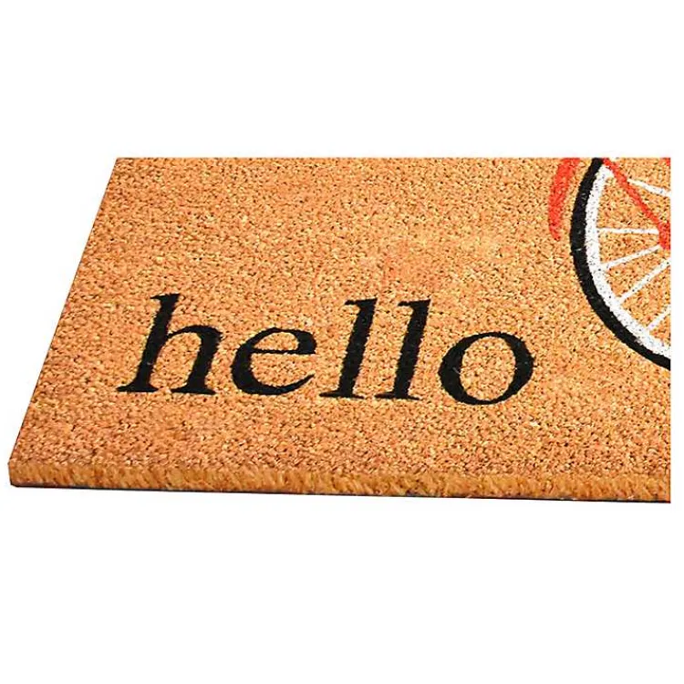 Kirklands Home Hello Floral Bicycle Doormat New