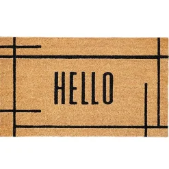 Kirklands Home Hello Natural Linear Doormat Brown Hot