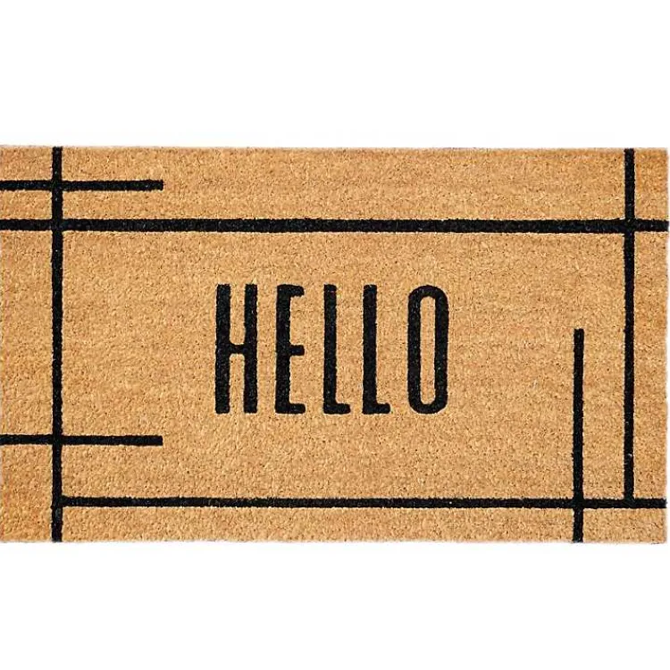 Kirklands Home Hello Natural Linear Doormat Brown Hot