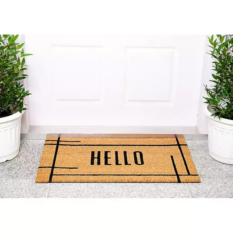 Kirklands Home Hello Natural Linear Doormat Brown Hot