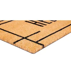 Kirklands Home Hello Natural Linear Doormat Brown Hot