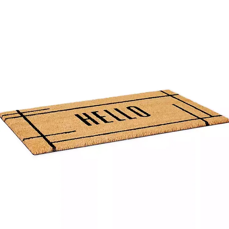 Kirklands Home Hello Natural Linear Doormat Brown Hot