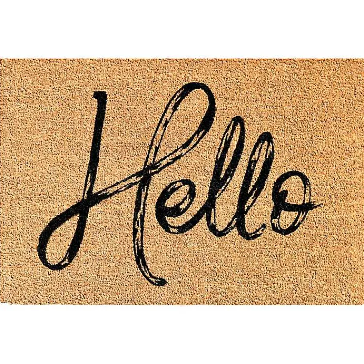 Kirklands Home Hello Script Natural Doormat Brown Best
