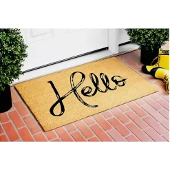 Kirklands Home Hello Script Natural Doormat Brown Best