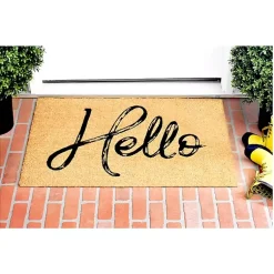 Kirklands Home Hello Script Natural Doormat Brown Best