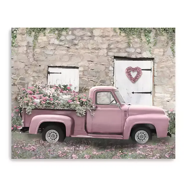 Valentines Day Decorations>Kirklands Home Hideaway Pink Truck Canvas Art Print