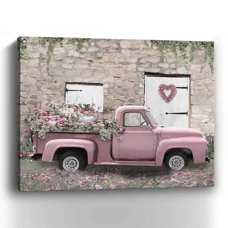 Valentines Day Decorations>Kirklands Home Hideaway Pink Truck Canvas Art Print