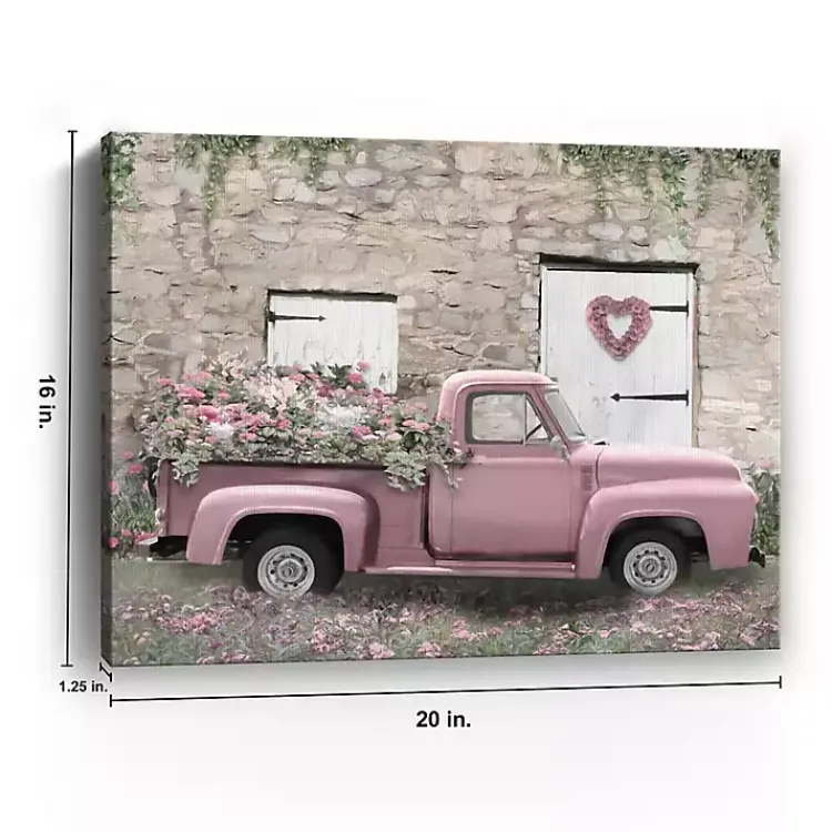 Valentines Day Decorations>Kirklands Home Hideaway Pink Truck Canvas Art Print