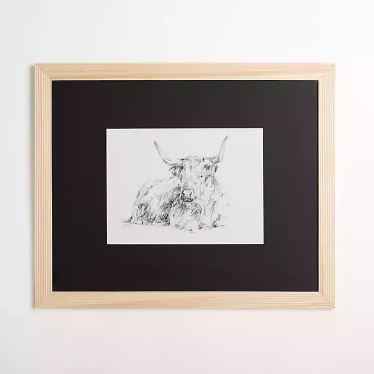 Kirklands Home Highland Cattle Sketch Framed Art Print Outlet