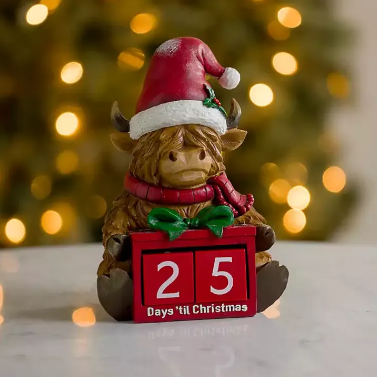 Christmas Decorations>Kirklands Home Highland Cow Christmas Countdown Decoration