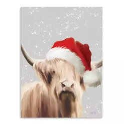 Christmas Art & Wall Decor>Kirklands Home Highland Cow in Santa Hat Canvas Art Print