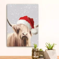 Christmas Art & Wall Decor>Kirklands Home Highland Cow in Santa Hat Canvas Art Print
